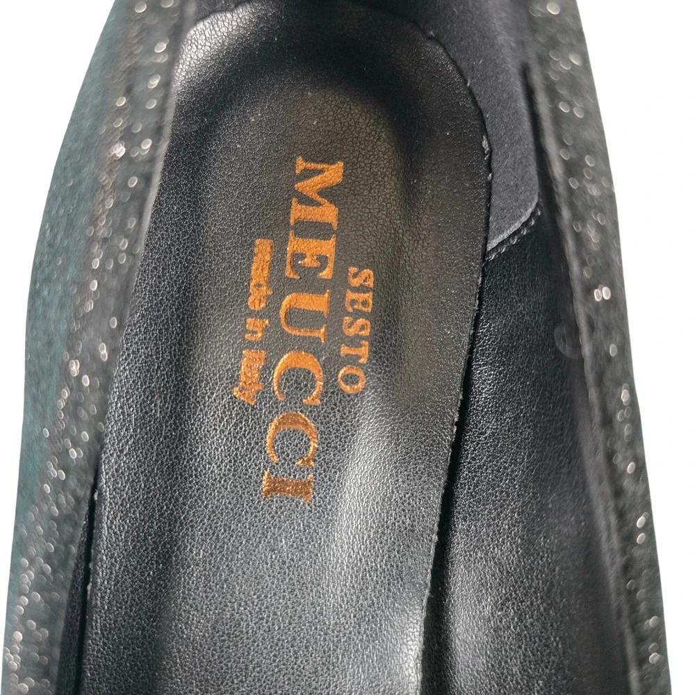 Sesto Meucci Womens Black Glitter Loafers‎ Flats Shoes Size 6.5 M Italy Designer